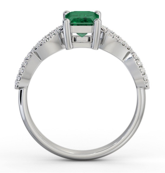 Solitaire 1.20ct Emerald and Diamond 9K White Gold Ring with Channel GEM94_WG_EM_THUMB1 