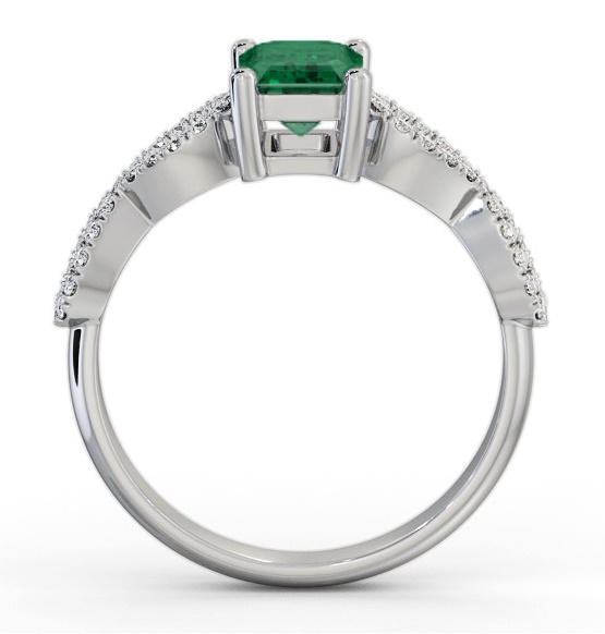 Solitaire 1.20ct Emerald and Diamond 18K White Gold Ring with Channel GEM94_WG_EM_THUMB1 