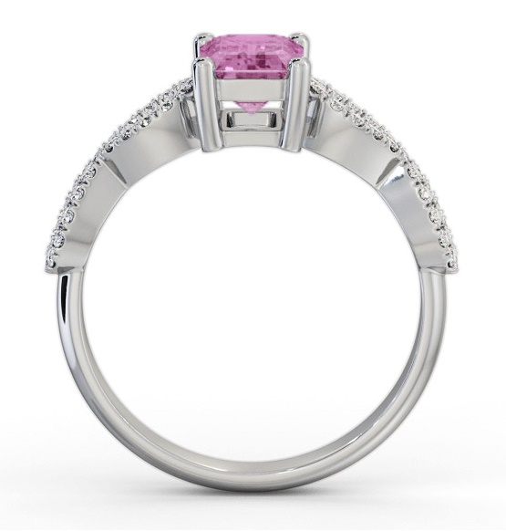 Solitaire 1.35ct Pink Sapphire and Diamond 18K White Gold Ring GEM94_WG_PS_THUMB1 