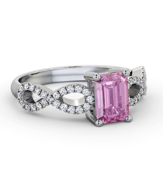 Solitaire 1.35ct Pink Sapphire and Diamond 18K White Gold Ring GEM94_WG_PS_THUMB1