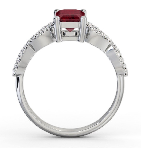 Solitaire 1.35ct Ruby and Diamond 18K White Gold Ring with Channel GEM94_WG_RU_THUMB1 