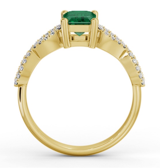 Solitaire 1.35ct Emerald and Diamond 9K Yellow Gold Ring with Channel GEM94_YG_EM_THUMB1 