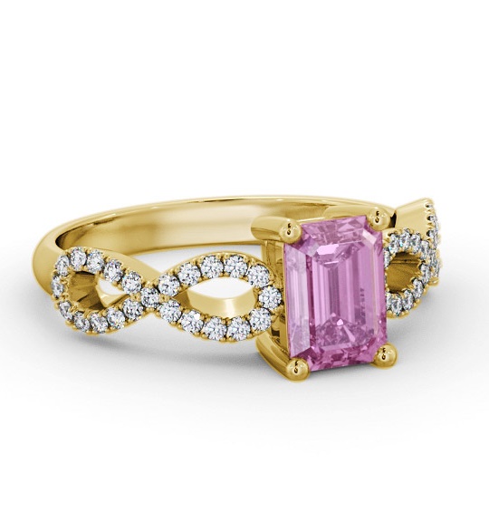 Solitaire 1.35ct Pink Sapphire and Diamond 9K Yellow Gold Ring GEM94_YG_PS_THUMB1