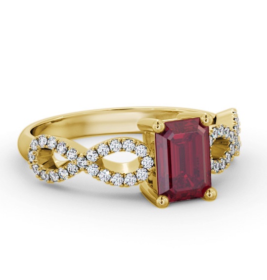 Solitaire 1.45ct Ruby and Diamond 9K Yellow Gold Ring with Channel GEM94_YG_RU_THUMB1