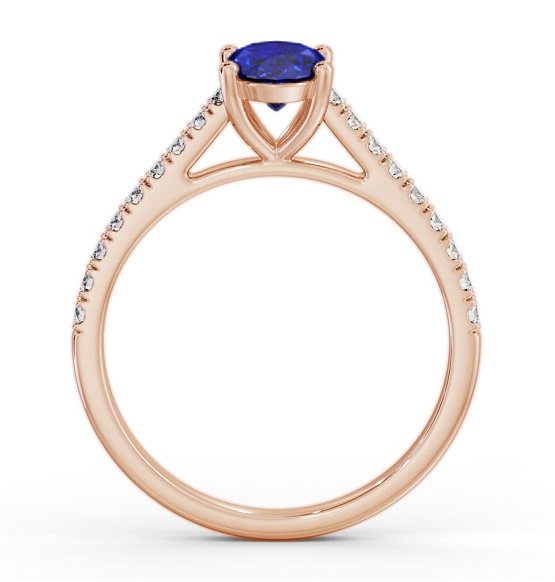 Solitaire 1.35ct Blue Sapphire and Diamond 9K Rose Gold Ring GEM95_RG_BS_THUMB1 