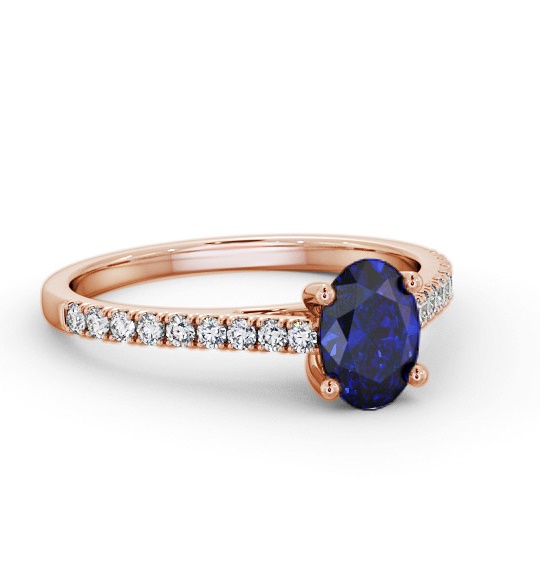 Solitaire 1.35ct Blue Sapphire and Diamond 18K Rose Gold Ring GEM95_RG_BS_THUMB1