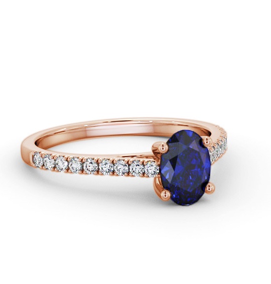 Solitaire 1.20ct Blue Sapphire and Diamond 18K Rose Gold Ring GEM95_RG_BS_THUMB1