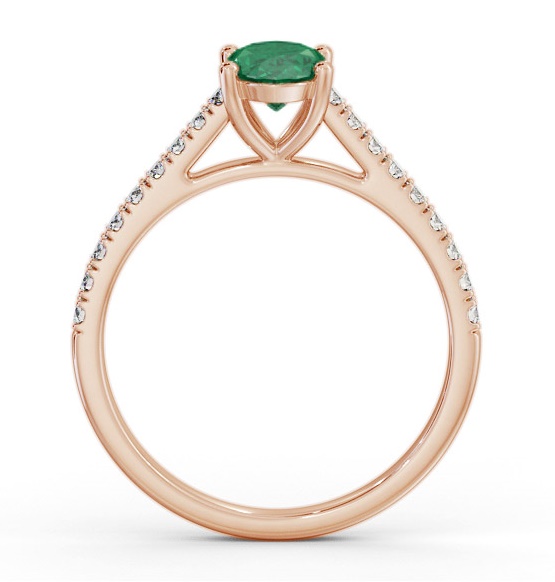 Solitaire 1.05ct Emerald and Diamond 18K Rose Gold Ring with Channel GEM95_RG_EM_THUMB1 