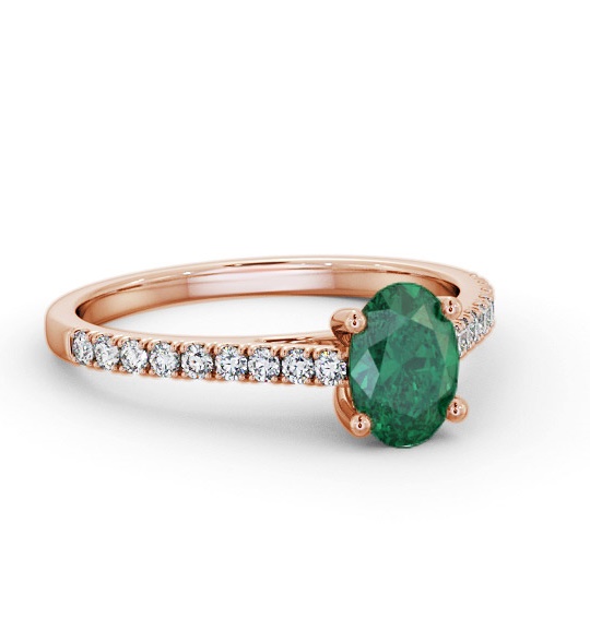 Solitaire 1.05ct Emerald and Diamond 18K Rose Gold Ring with Channel GEM95_RG_EM_THUMB1