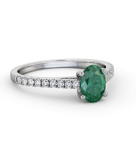 Solitaire 1.35ct Emerald and Diamond Palladium Ring with Channel GEM95_WG_EM_THUMB2 