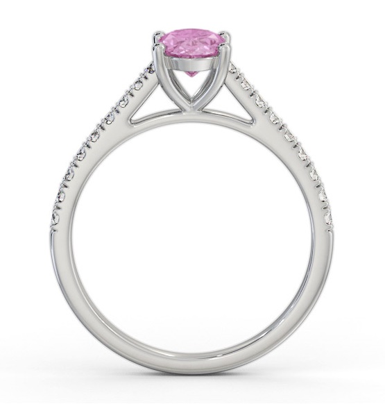 Solitaire 1.35ct Pink Sapphire and Diamond 18K White Gold Ring GEM95_WG_PS_THUMB1 