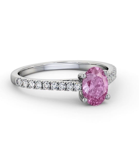 Solitaire 1.35ct Pink Sapphire and Diamond 18K White Gold Ring GEM95_WG_PS_THUMB2 