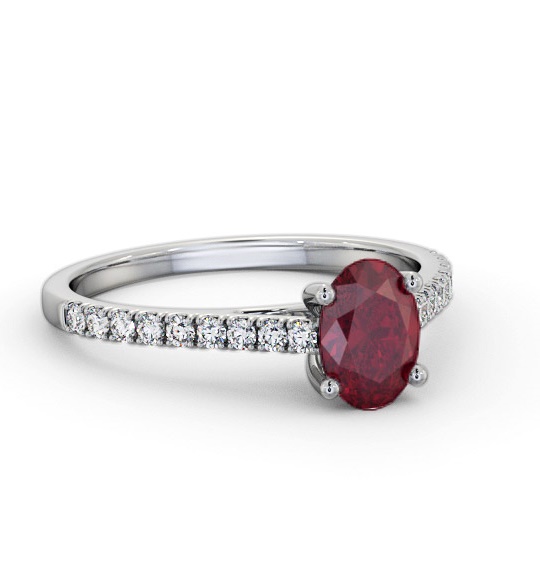 Solitaire 1.35ct Ruby and Diamond 18K White Gold Ring with Channel GEM95_WG_RU_THUMB2 
