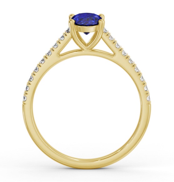 Solitaire 1.35ct Blue Sapphire and Diamond 9K Yellow Gold Ring GEM95_YG_BS_THUMB1 