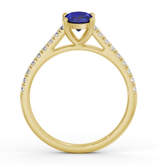 Solitaire 1.20ct Blue Sapphire and Diamond 18K Yellow Gold Ring GEM95_YG_BS_THUMB1 
