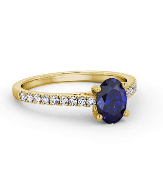 Solitaire 1.35ct Blue Sapphire and Diamond 9K Yellow Gold Ring GEM95_YG_BS_THUMB1