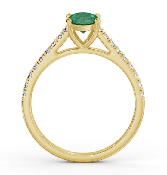 Solitaire 1.35ct Emerald and Diamond 9K Yellow Gold Ring with Channel GEM95_YG_EM_THUMB1 