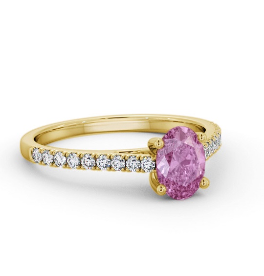 Solitaire 1.20ct Pink Sapphire and Diamond 18K Yellow Gold Ring GEM95_YG_PS_THUMB1