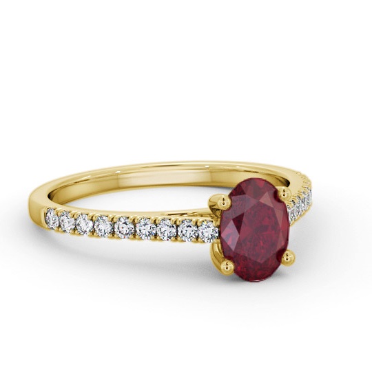 Solitaire 1.20ct Ruby and Diamond 18K Yellow Gold Ring with Channel GEM95_YG_RU_THUMB2 