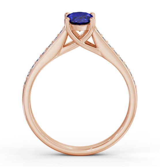 Solitaire 1.15ct Blue Sapphire and Diamond 18K Rose Gold Ring GEM96_RG_BS_THUMB1 
