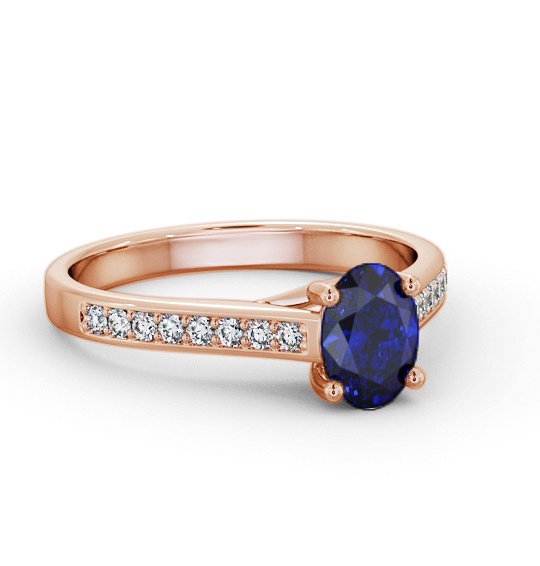 Solitaire 1.35ct Blue Sapphire and Diamond 18K Rose Gold Ring GEM96_RG_BS_THUMB1