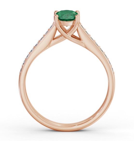 Solitaire 1.35ct Emerald and Diamond 18K Rose Gold Ring with Channel GEM96_RG_EM_THUMB1 