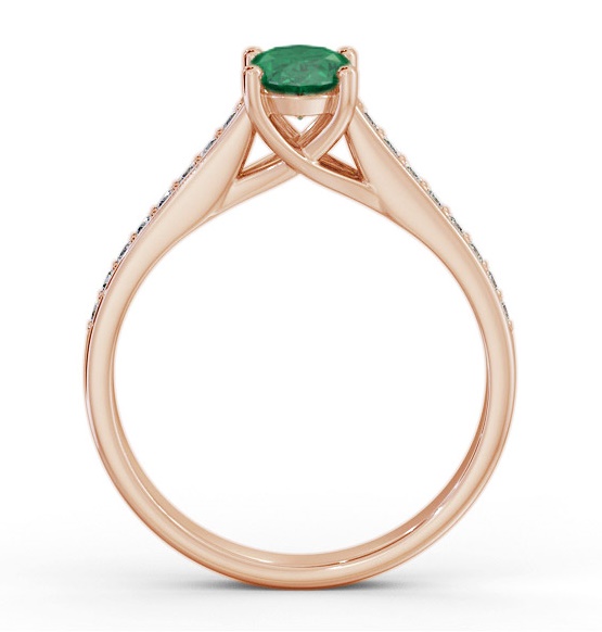 Solitaire 1.00ct Emerald and Diamond 18K Rose Gold Ring with Channel GEM96_RG_EM_THUMB1 