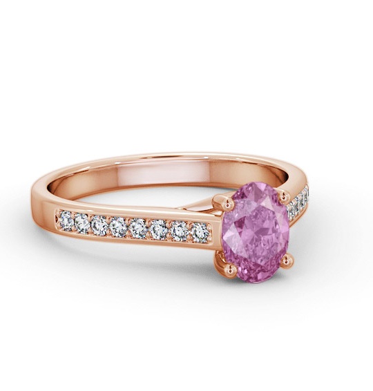 Solitaire 1.35ct Pink Sapphire and Diamond 9K Rose Gold Ring GEM96_RG_PS_THUMB1