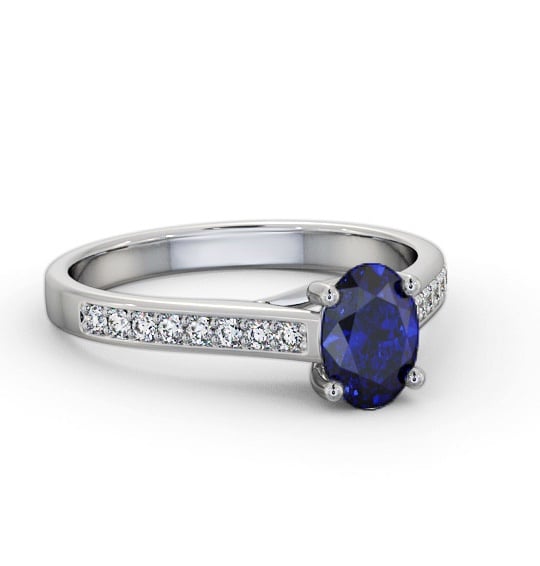 Solitaire 1.15ct Blue Sapphire and Diamond 9K White Gold Ring GEM96_WG_BS_THUMB2 