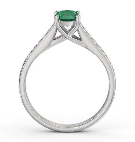 Solitaire 1.00ct Emerald and Diamond 9K White Gold Ring with Channel GEM96_WG_EM_THUMB1 