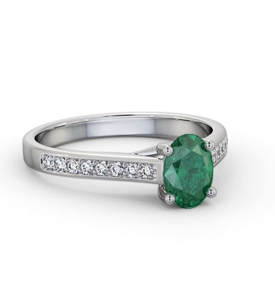 Solitaire 1.35ct Emerald and Diamond Platinum Ring with Channel GEM96_WG_EM_THUMB1