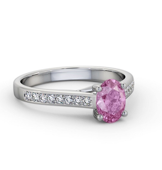 Solitaire 1.35ct Pink Sapphire and Diamond 18K White Gold Ring GEM96_WG_PS_THUMB2 