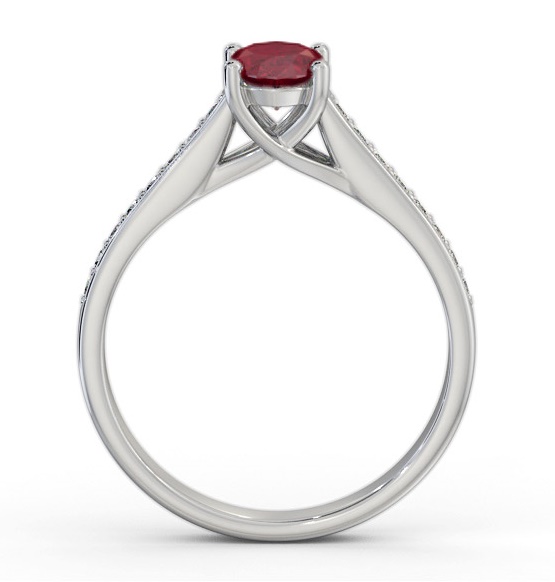 Solitaire 1.35ct Ruby and Diamond 18K White Gold Ring with Channel Set Side Stones GEM96_WG_RU_THUMB1 