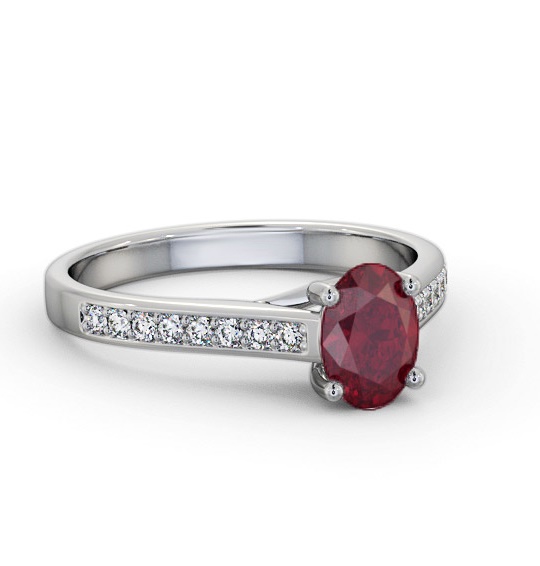 Solitaire 1.35ct Ruby and Diamond 18K White Gold Ring with Channel GEM96_WG_RU_THUMB2 