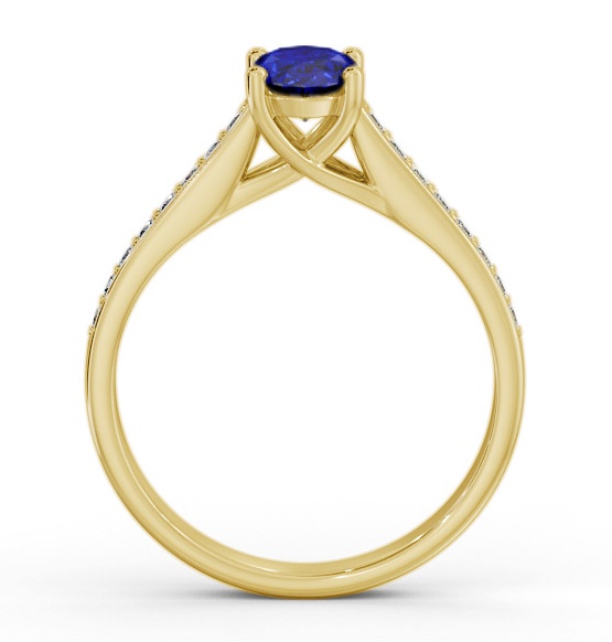 Solitaire 1.15ct Blue Sapphire and Diamond 18K Yellow Gold Ring GEM96_YG_BS_THUMB1 