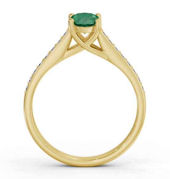 Solitaire 1.35ct Emerald and Diamond 18K Yellow Gold Ring with Channel GEM96_YG_EM_THUMB1 
