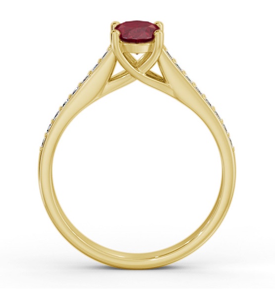 Solitaire 1.35ct Ruby and Diamond 9K Yellow Gold Ring with Channel GEM96_YG_RU_THUMB1 