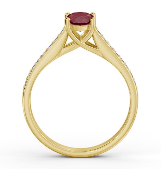 Solitaire 1.15ct Ruby and Diamond 18K Yellow Gold Ring with Channel GEM96_YG_RU_THUMB1 