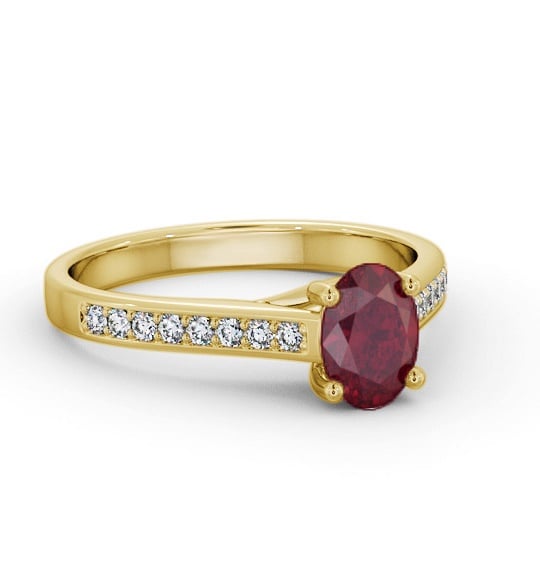 Solitaire 1.35ct Ruby and Diamond 18K Yellow Gold Ring with Channel GEM96_YG_RU_THUMB1