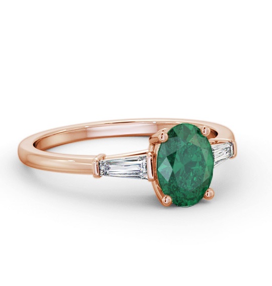 Shoulder Stone Emerald and Diamond 1.15ct Ring 18K Rose Gold GEM97_RG_EM_THUMB1
