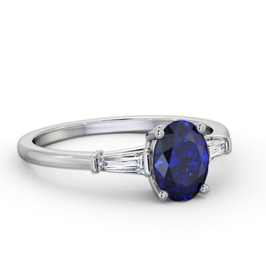 Shoulder Stone Blue Sapphire and Diamond 1.30ct Ring 18K White Gold GEM97_WG_BS_THUMB1