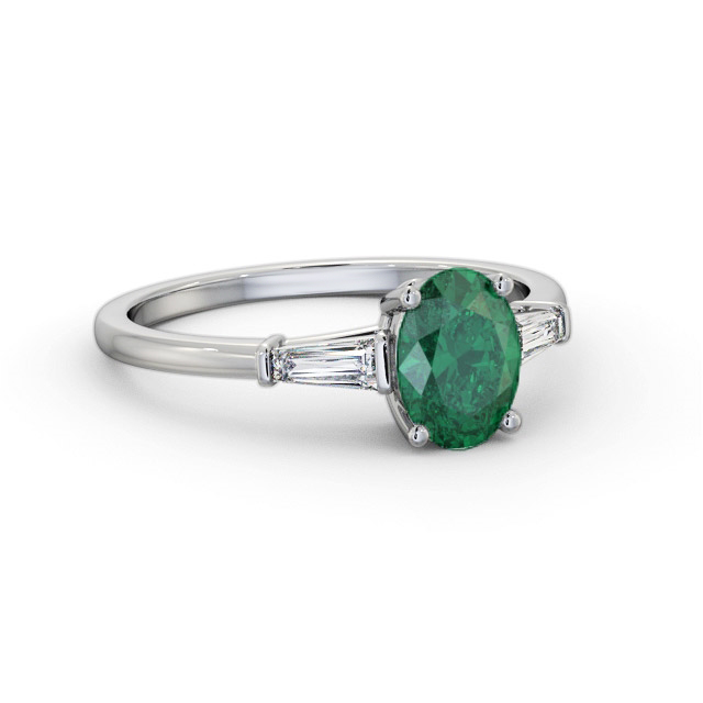 Shoulder Stone Emerald and Diamond 1.15ct Ring 18K White Gold - Joplina GEM97_WG_EM_FLAT