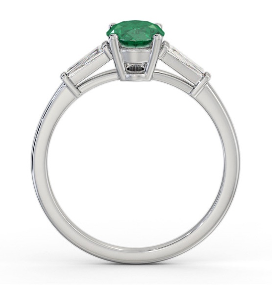 Shoulder Stone Emerald and Diamond 1.15ct Ring 18K White Gold GEM97_WG_EM_THUMB1 