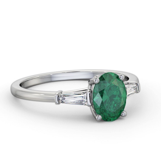 Shoulder Stone Emerald and Diamond 1.15ct Ring 18K White Gold GEM97_WG_EM_THUMB1