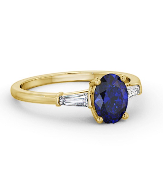 Shoulder Stone Blue Sapphire and Diamond 1.30ct Ring 9K Yellow Gold GEM97_YG_BS_THUMB1