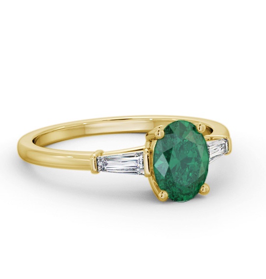 Shoulder Stone Emerald and Diamond 1.15ct Ring 18K Yellow Gold GEM97_YG_EM_THUMB2 
