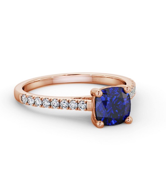 Solitaire 1.35ct Blue Sapphire and Diamond 18K Rose Gold Ring GEM98_RG_BS_THUMB1
