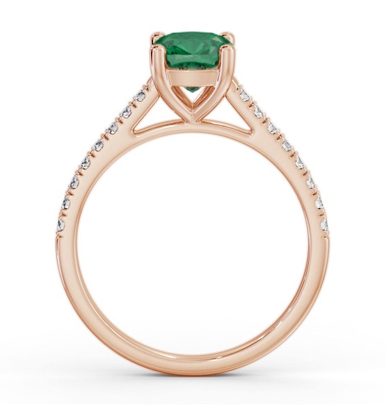 Solitaire 1.35ct Emerald and Diamond 18K Rose Gold Ring with Channel GEM98_RG_EM_THUMB1 
