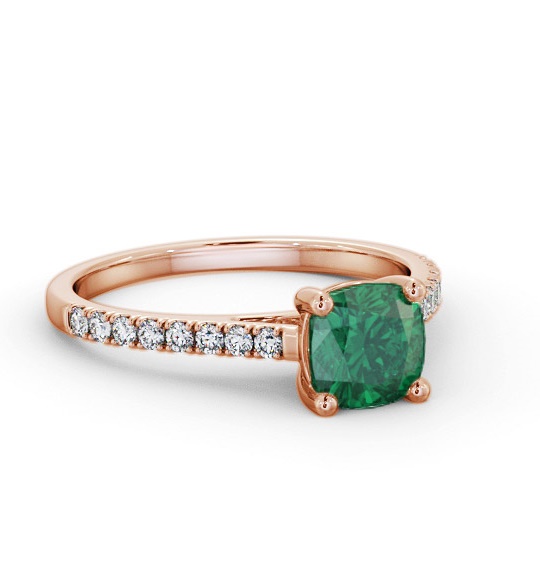 Solitaire 1.35ct Emerald and Diamond 9K Rose Gold Ring with Channel GEM98_RG_EM_THUMB1