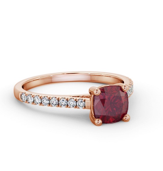 Solitaire 1.35ct Ruby and Diamond 18K Rose Gold Ring with Channel GEM98_RG_RU_THUMB1